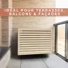 Cache climatisation DECOAirco XS installé sur un balcon pour cacher une unité extérieure