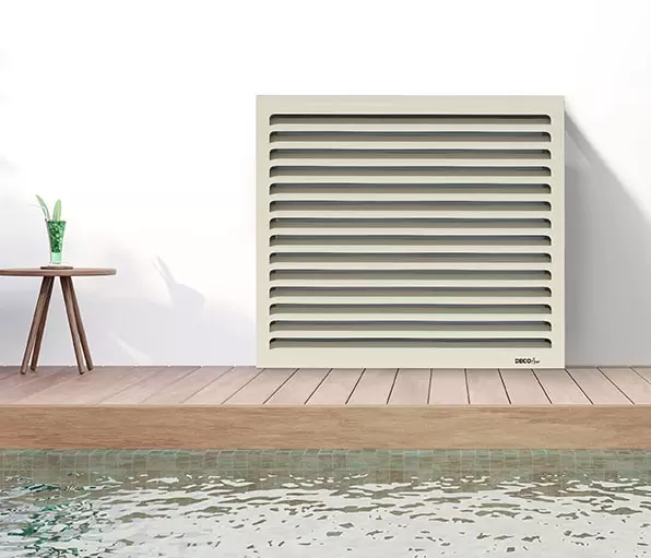 Cache pompe à chaleur à poser dans le jardin