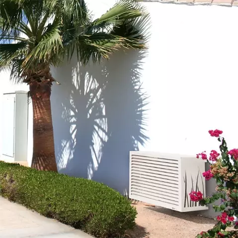 photo cache climatiseur exterieur décoratif