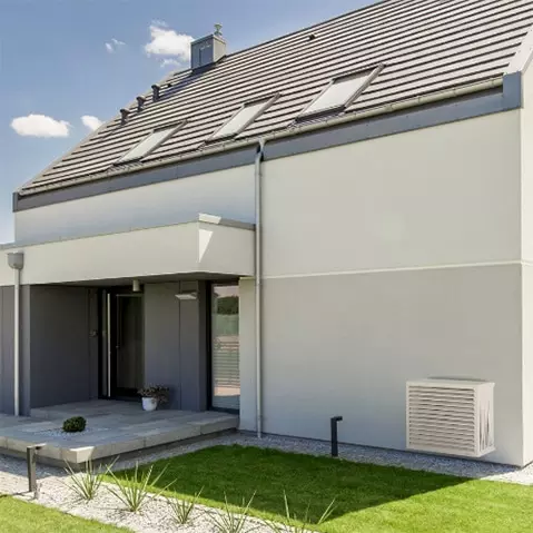 photo cache pompe à chaleur design